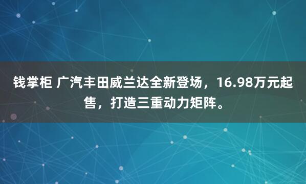 钱掌柜 广汽丰田威兰达全新登场，16.98万元起售，打造三重动力矩阵。